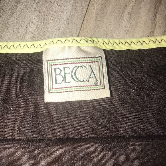 Vintage 90s Becca swim skirt wrap brown polka dots lime yellow sz M/L - Picture 4 of 7